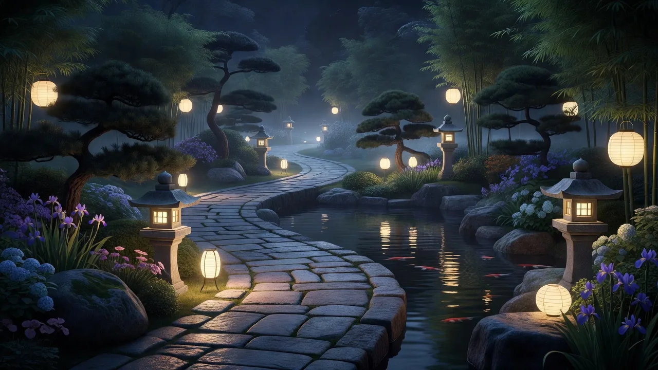 Illuminated Garden Path