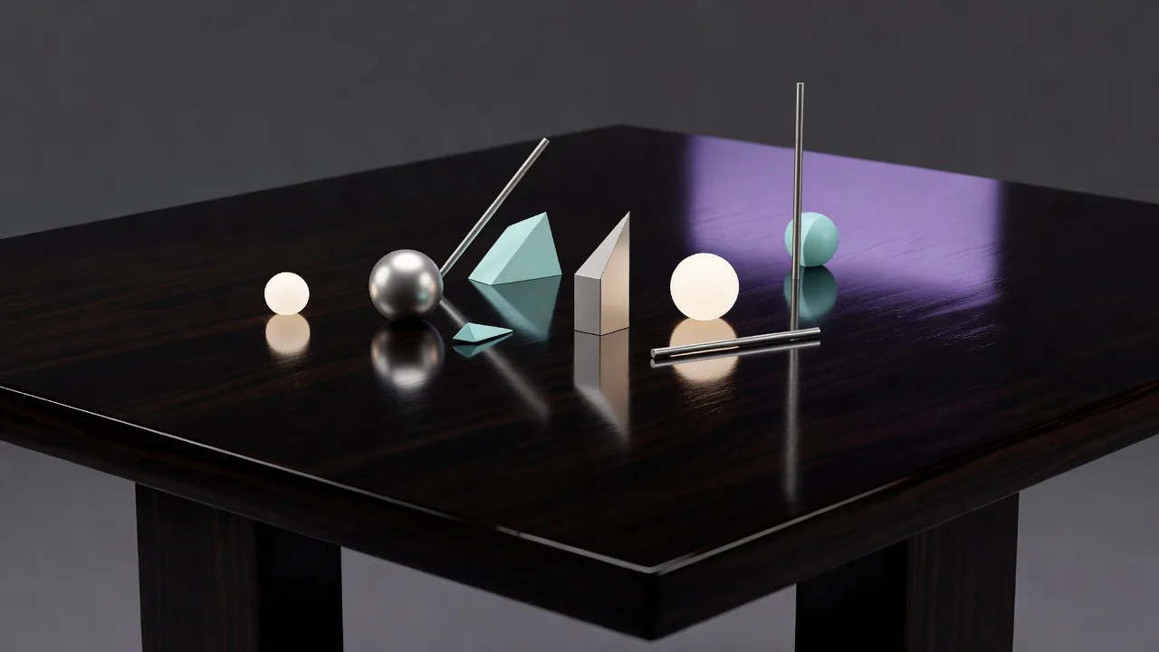 Lacquered table art reflections